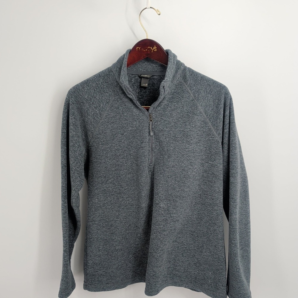 Eddie Bauer Long Sleeve 1/4 Zip Stand Collared Pullover Sweatshirt Gray Size M